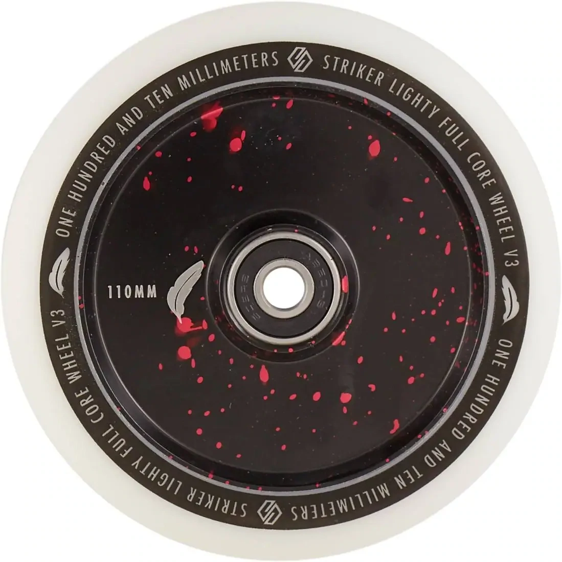 Striker Lighty Full Core V3 White Pro Scooter Wheel Red Splash (1)