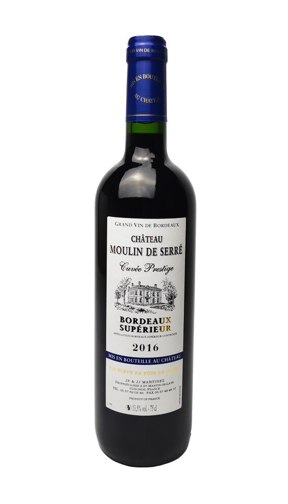 Bordeaux Supérieur Rouge 2016 Cuvée Prestige Château Moulin de Serré - 12 Bouteilles