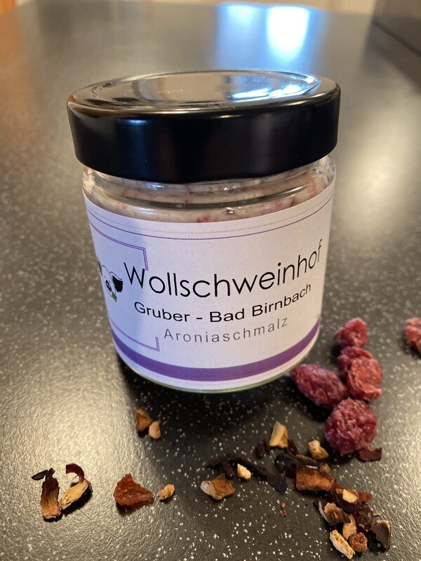 Schmalz vom Wollschwein verfeinert mit Preiselbeere/Aronia im Glas