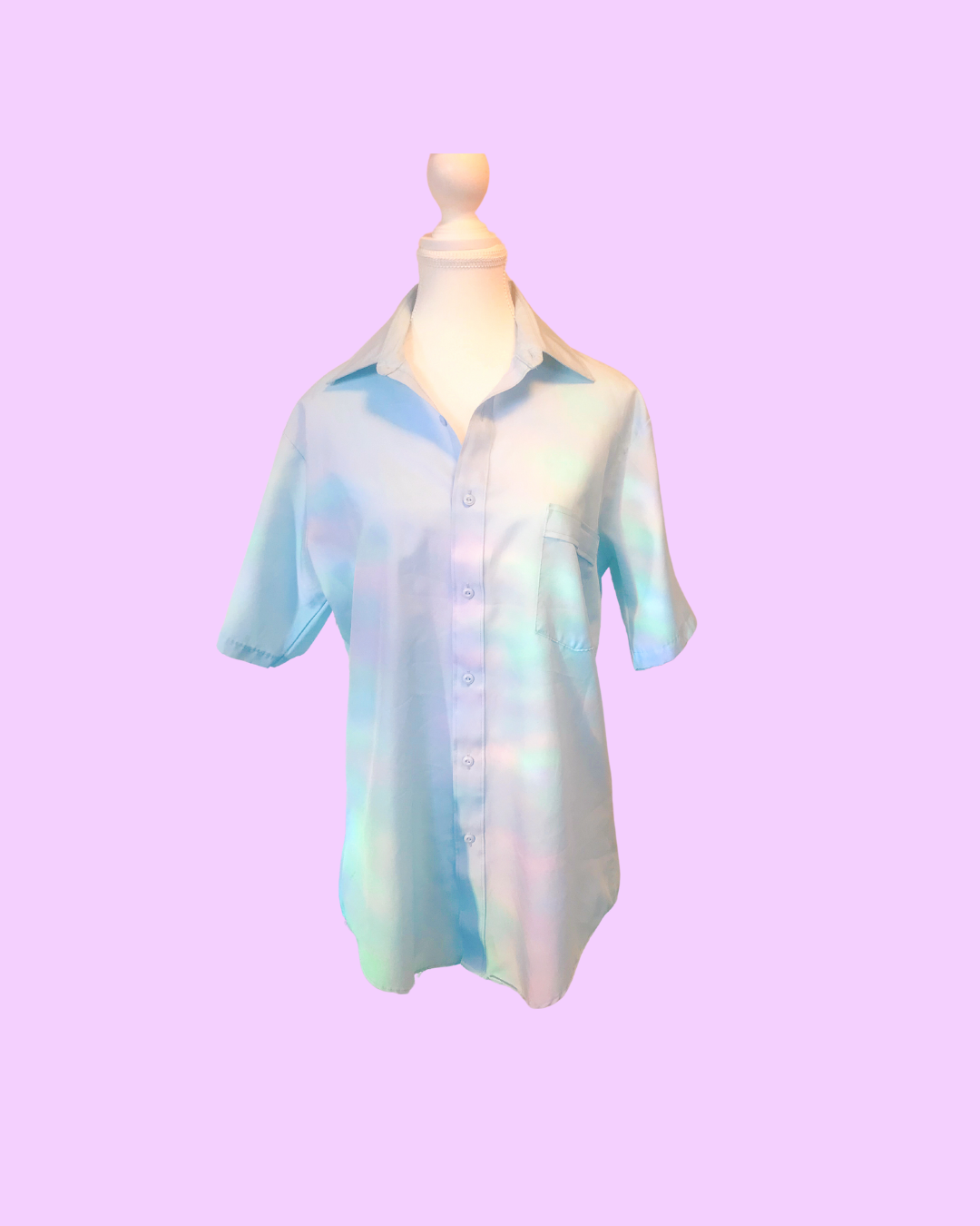 Vintage JCPenny Lustre-Silk Mens Light Blue Shirt Size 15 1/2 (1970&#39;s)