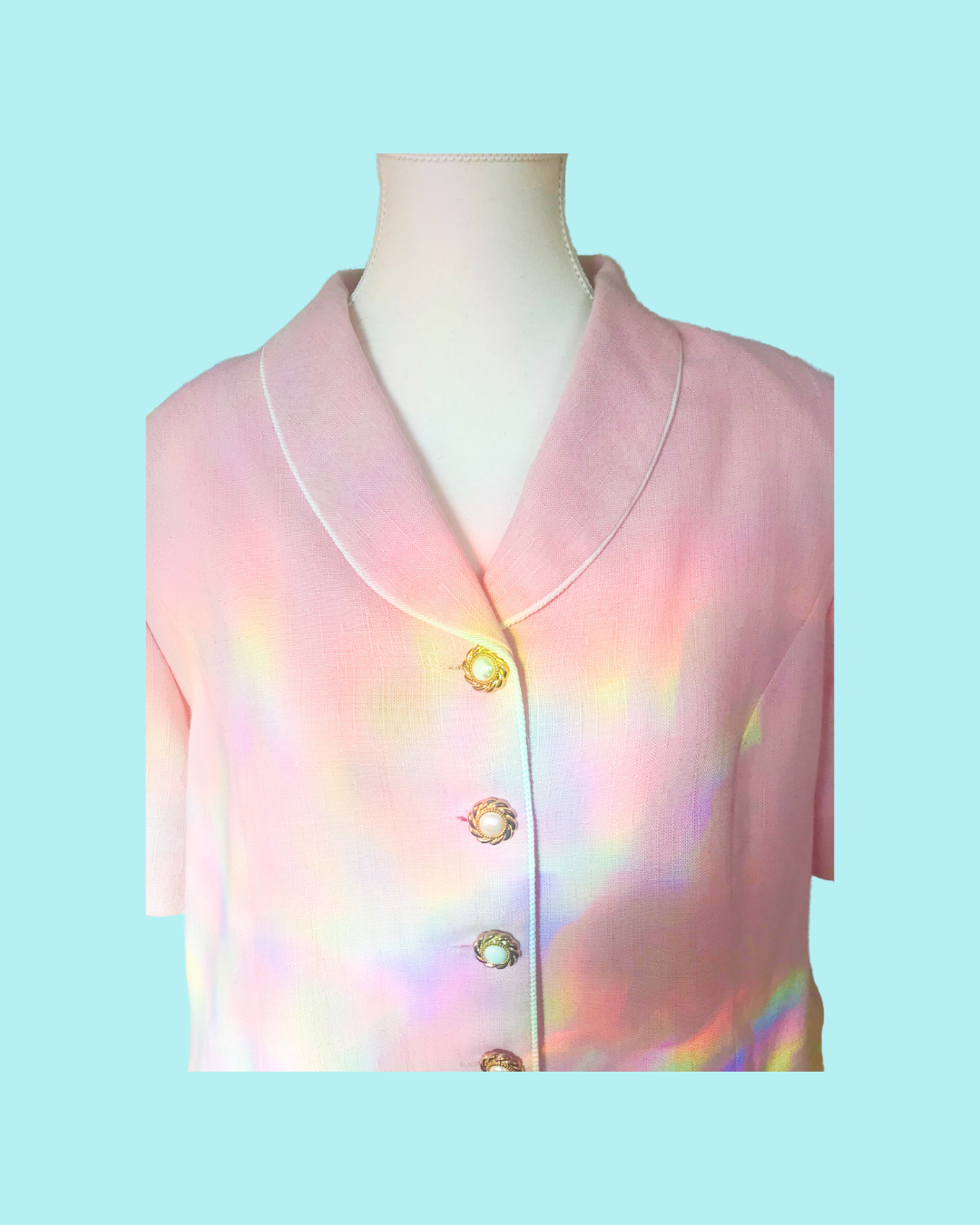 Vintage LESLIE FAY Dresses Pink Blazer Size 14 (1980&#39;s)