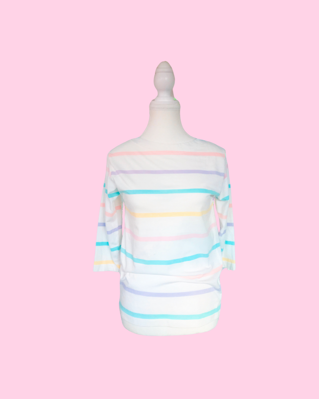 Vintage ESPRIT SPORT Top with Pastel Stripes Size M