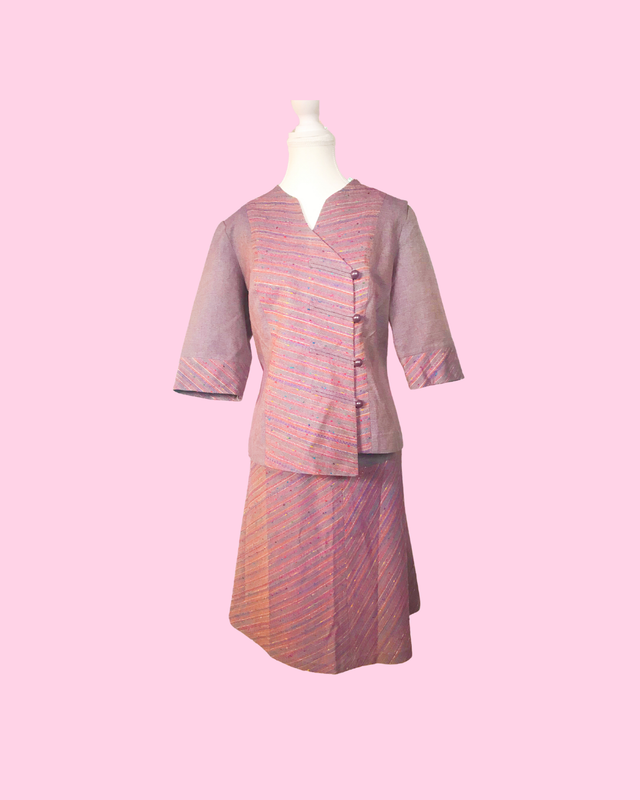 Vintage Purple Skirt Suit (Most Likely Handmade) No Size Listed (Probably 14 - 16)