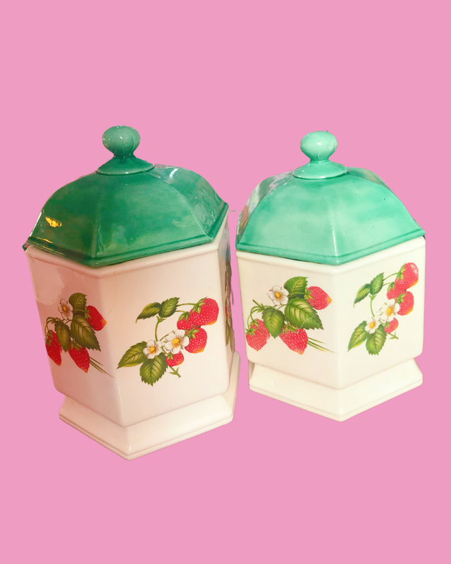 Vintage Strawberry Canister Set - 2 pc.