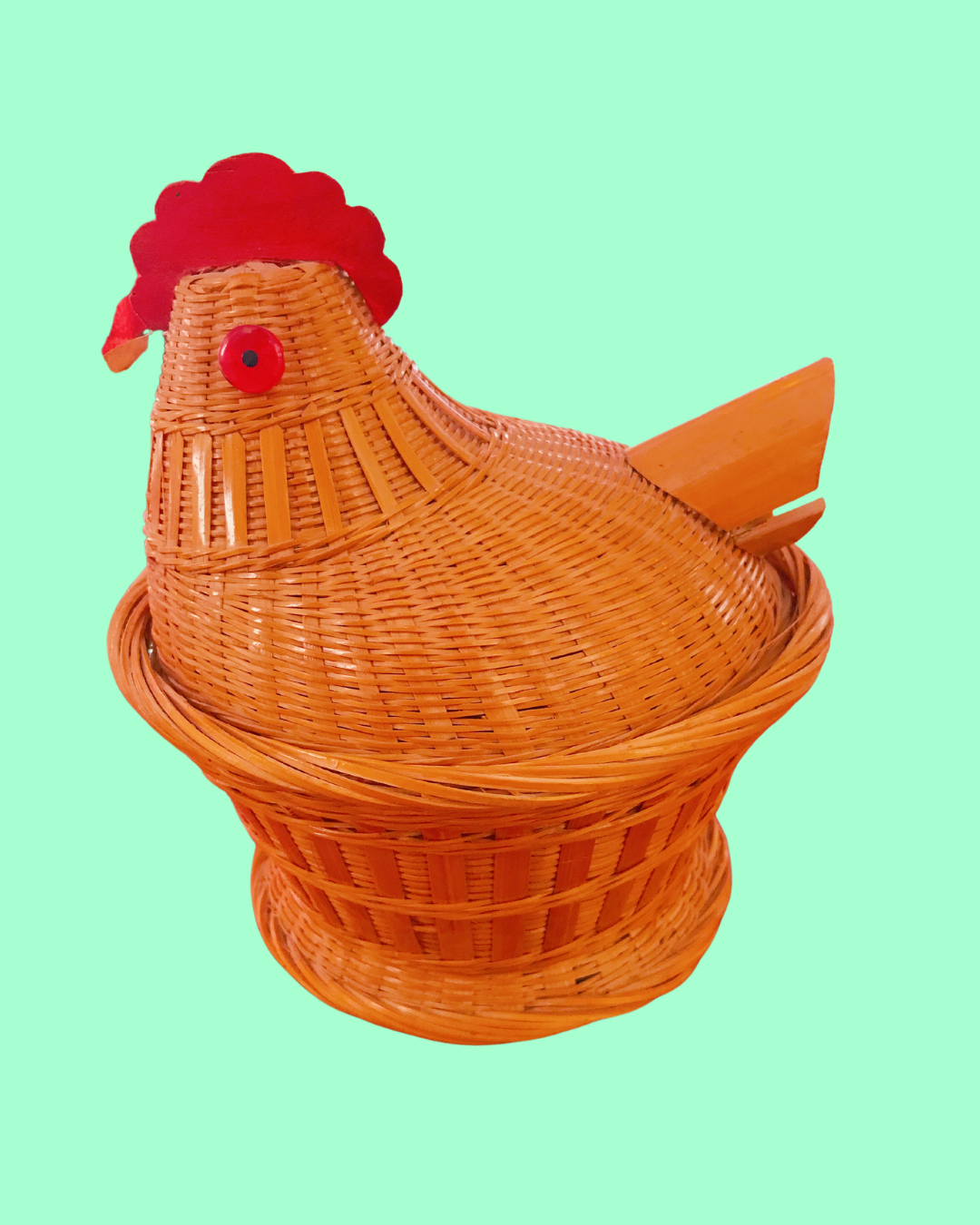 Small Vintage Rooster Wicker Basket
