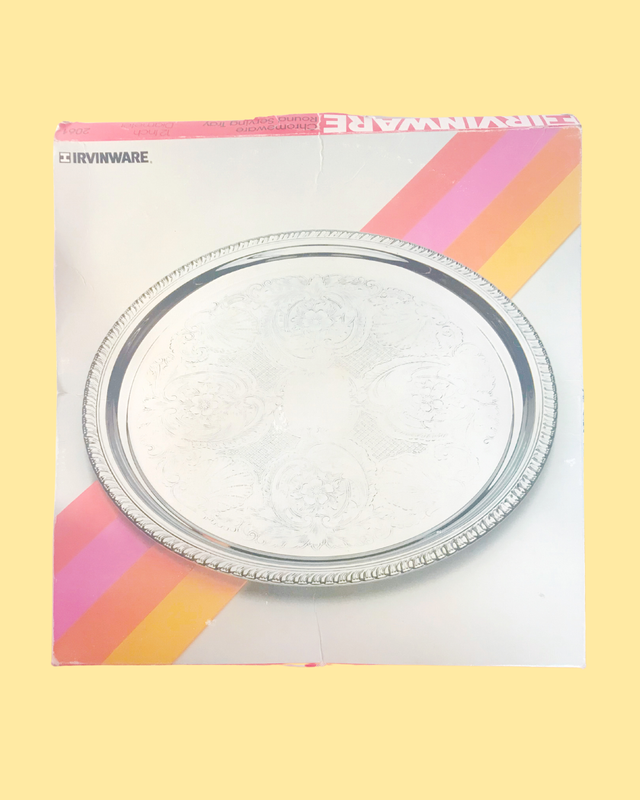 Vintage Irvinware Chromeware Round Serving Tray 12 Inch Diameter (1970&#39;s)