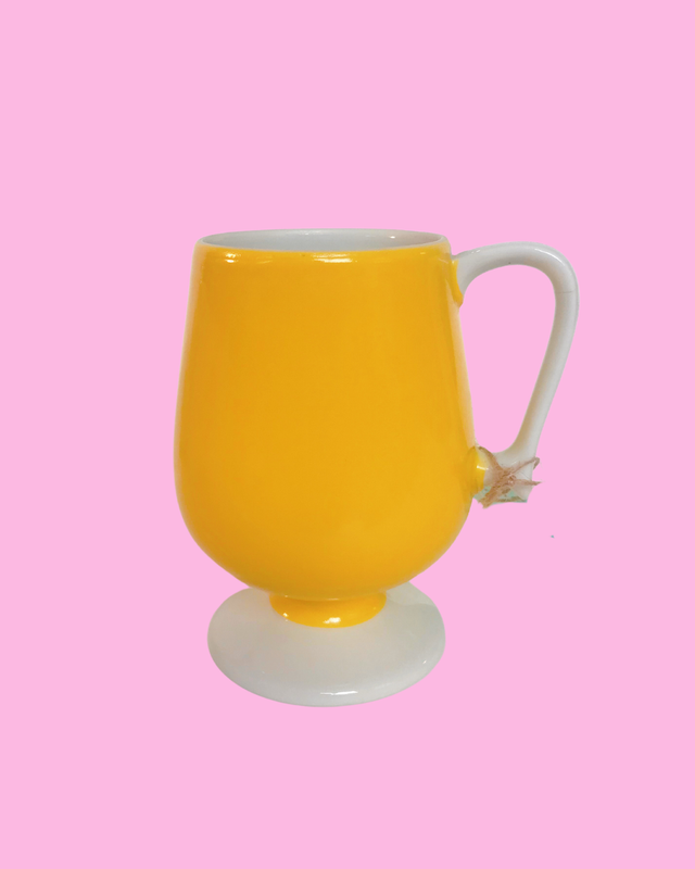 Vintage Yellow &amp; White Mug Made in Japan