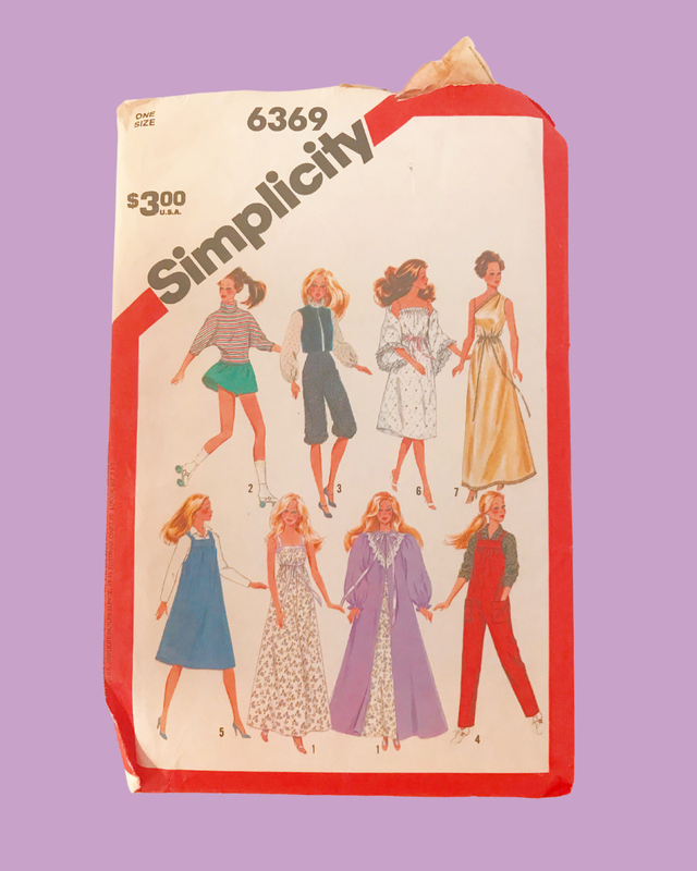 Vintage Simplicity Pattern #6369 Wardrobe for 11 1/2 Inch Dolls such as Barbie &amp; Brooke (1983) - USED