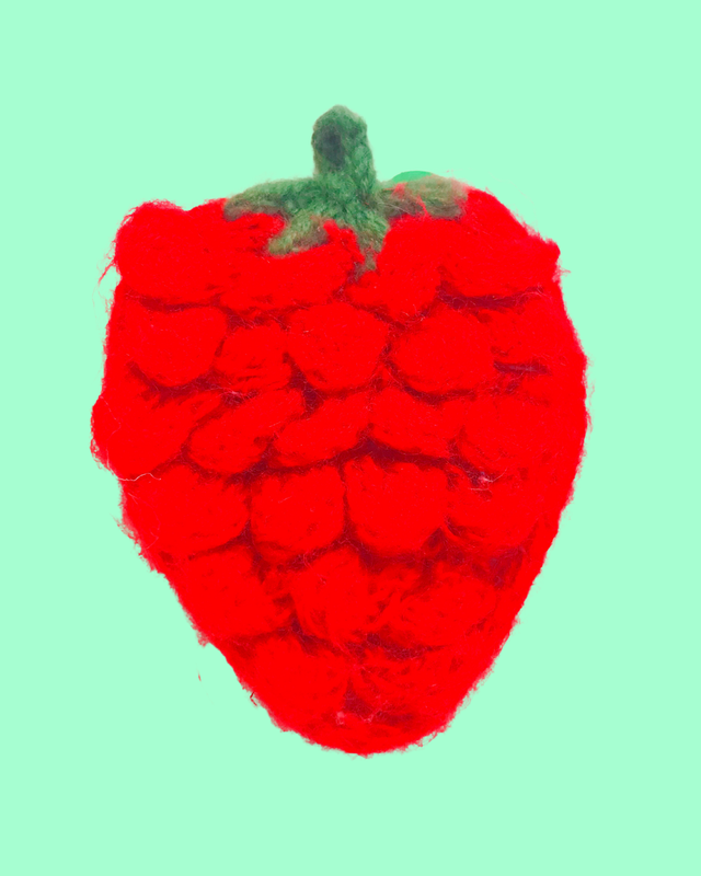 Handmade Knit Strawberry Patch / Pin