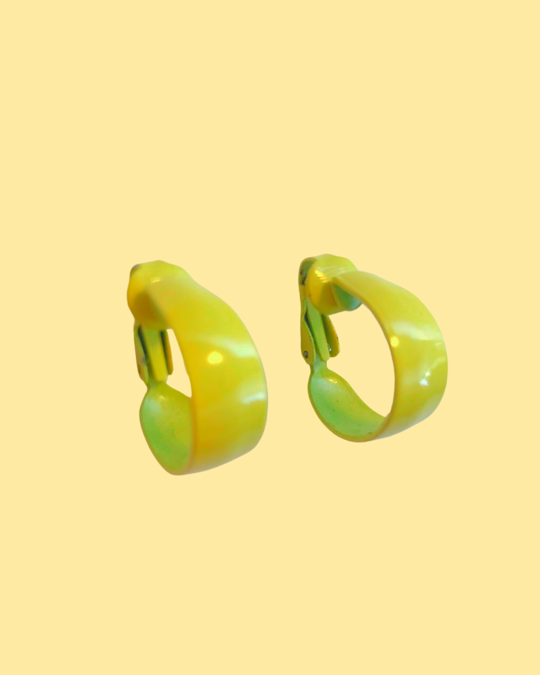 Vintage Yellow Clip On Earrings
