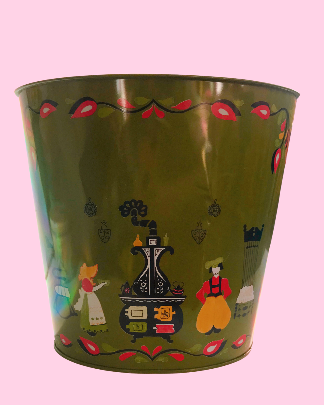 Vintage J. W. Reed &amp; Co. Waste Basket - Oval 10 inches long x 9.5 inches tall