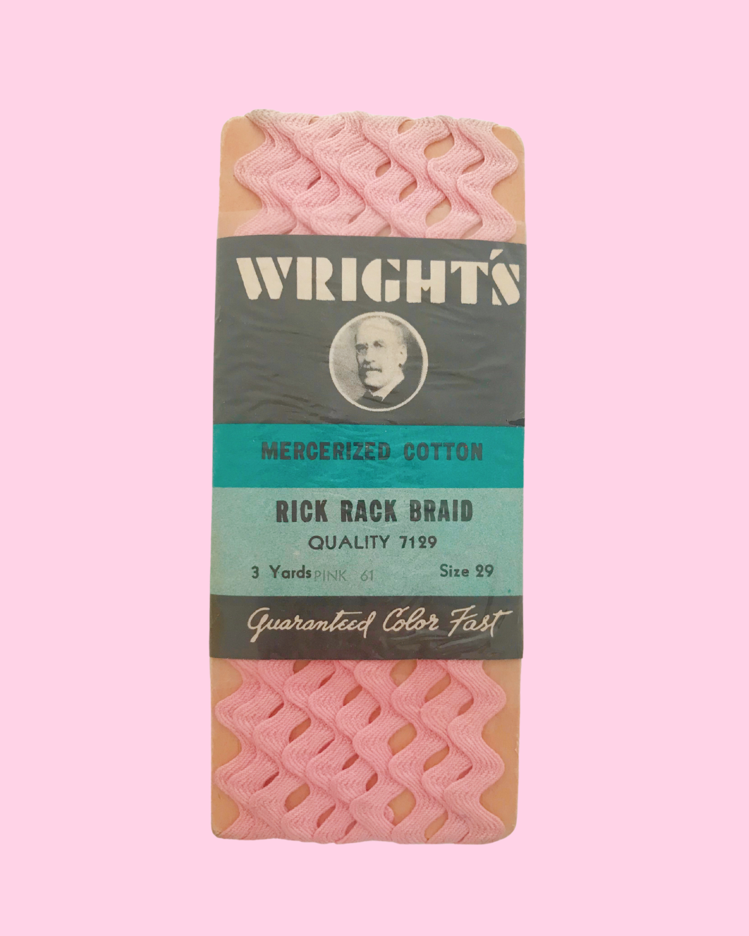 Vintage Wright&#39;s Rick Rack Braid - Pink 61 - 3 yards