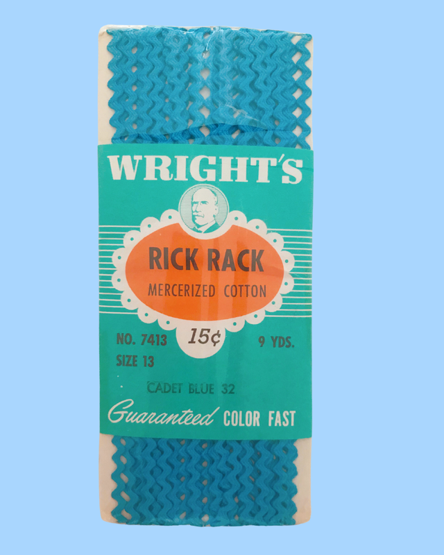 Vintage Wright&#39;s Rick Rack - Cadet Blue 32 - 9 yards