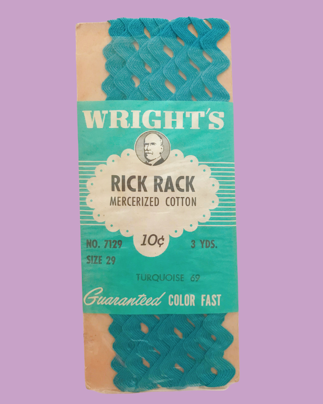 Vintage Wright&#39;s Rick Rack - Turquoise 69 - 3 yards