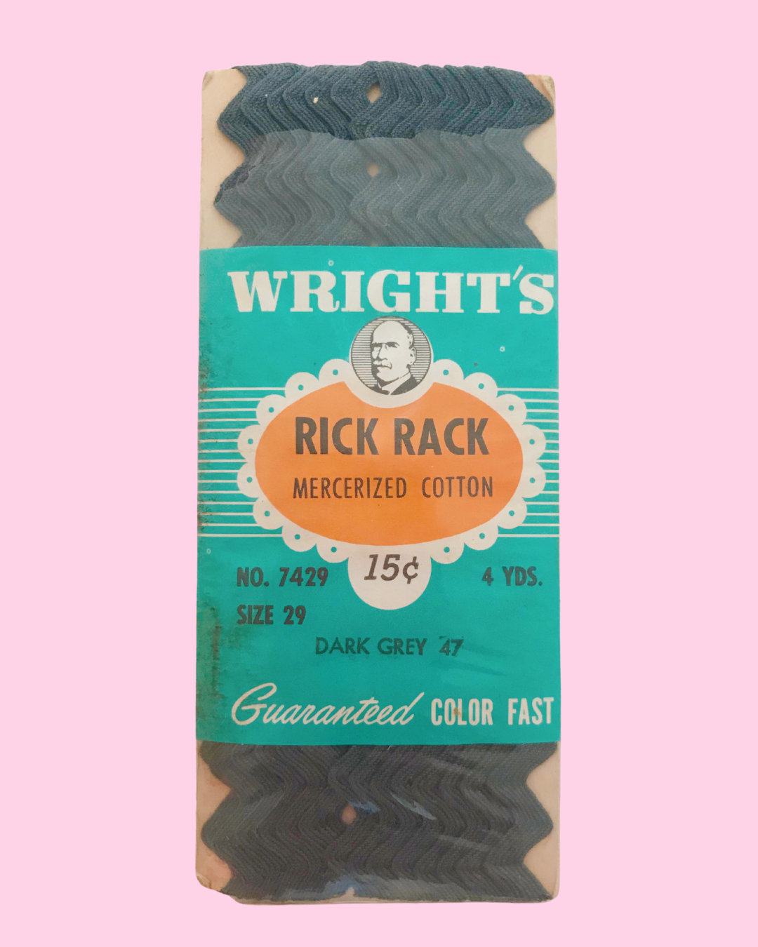 Vintage Wright&#39;s Rick Rack - Dark Grey 47 - 4 yards
