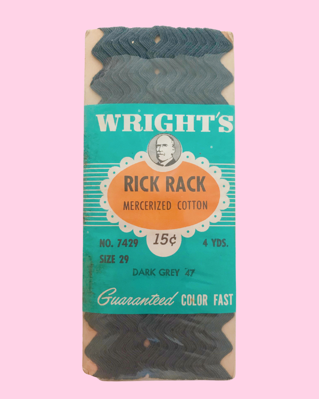 Vintage Wright&#39;s Rick Rack - Dark Grey 47 - 4 yards
