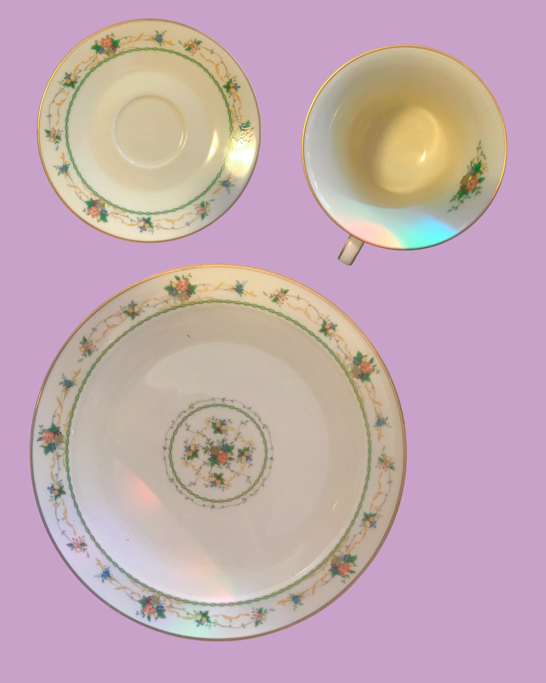 Vintage Noritake Normandy Tea Set - Cups x 8, Saucers x 8, Plate x1