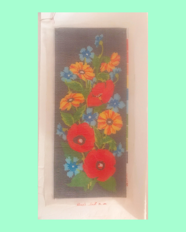 Vintage Flowers Needlepoint Canvas 19 in x 8 in