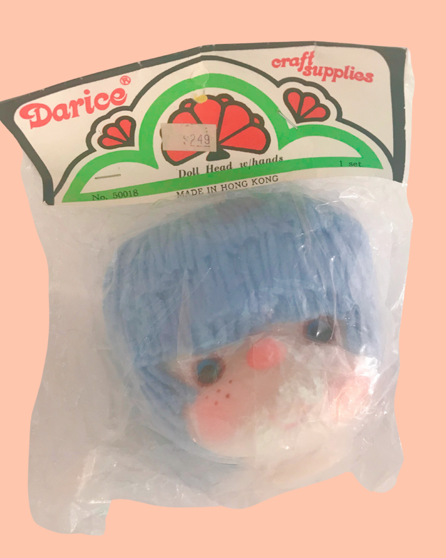 Vintage Darice Craft Supplies Doll Head with Hands 4 1/2 inches