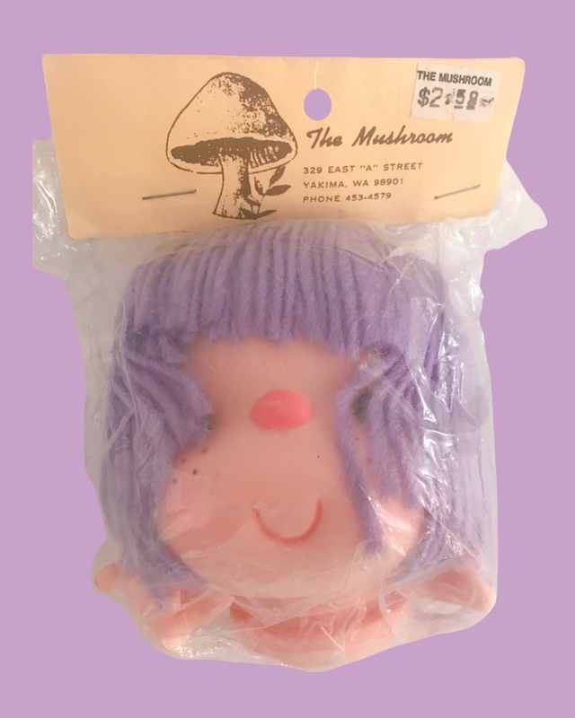 Vintage The Mushroom Doll Head with Hands 4 inches