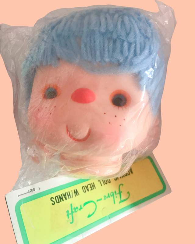 Vintage Fibre-Craft Acrylic Doll Head with Hands 4 1/2 inches