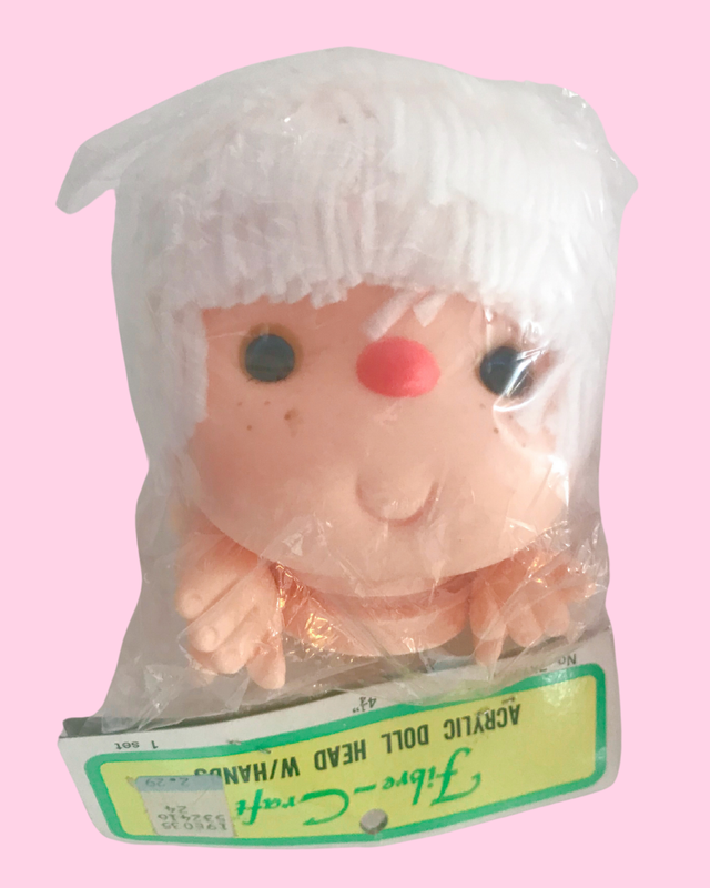 Vintage Fibre-Craft Acrylic Doll Head with Hands 4 1/2 inches