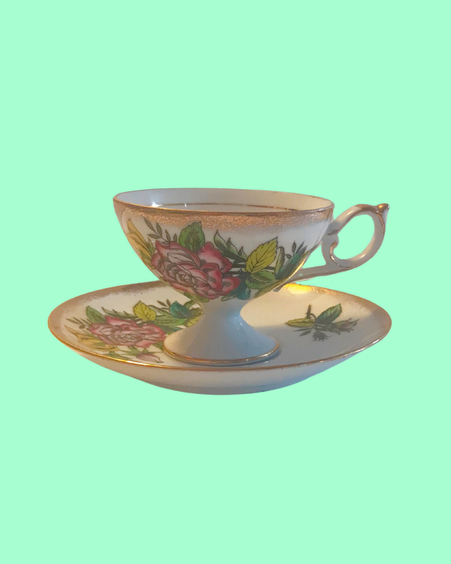 Vintage Floral Tea Cup &amp; Saucer