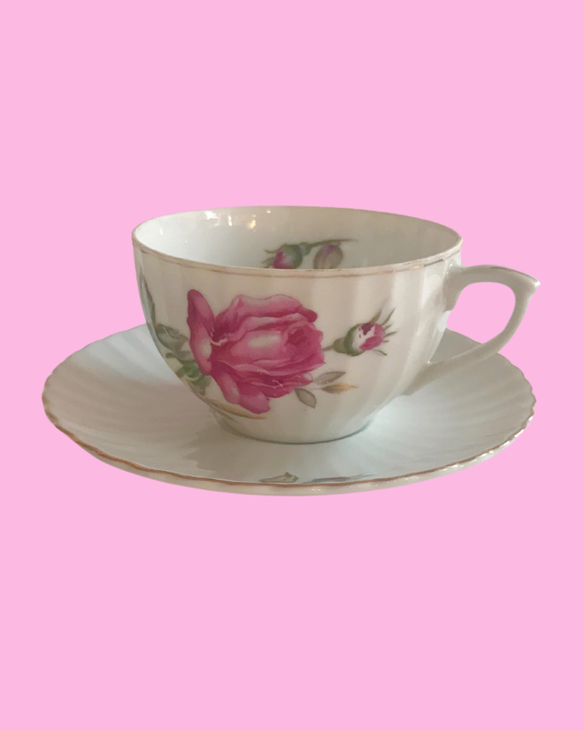 Vintage China with Roses and Rose Buds Tea Cup &amp; Saucer Made in Japan