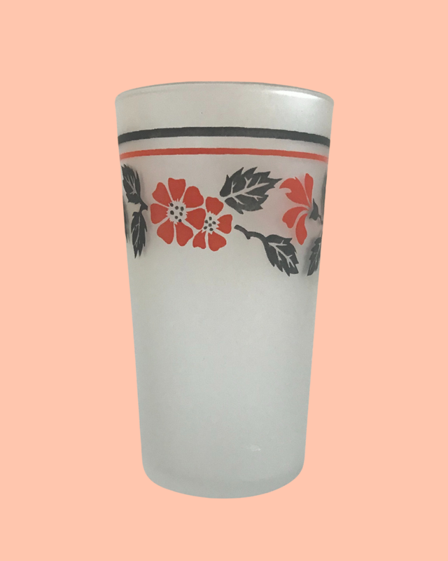 Frosted Glasses with Rust Colored Flowers