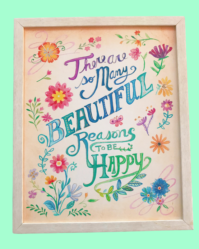 There are Many Beautiful Reasons to Be Happy Framed Art 17 1/2 inches x 22 inches