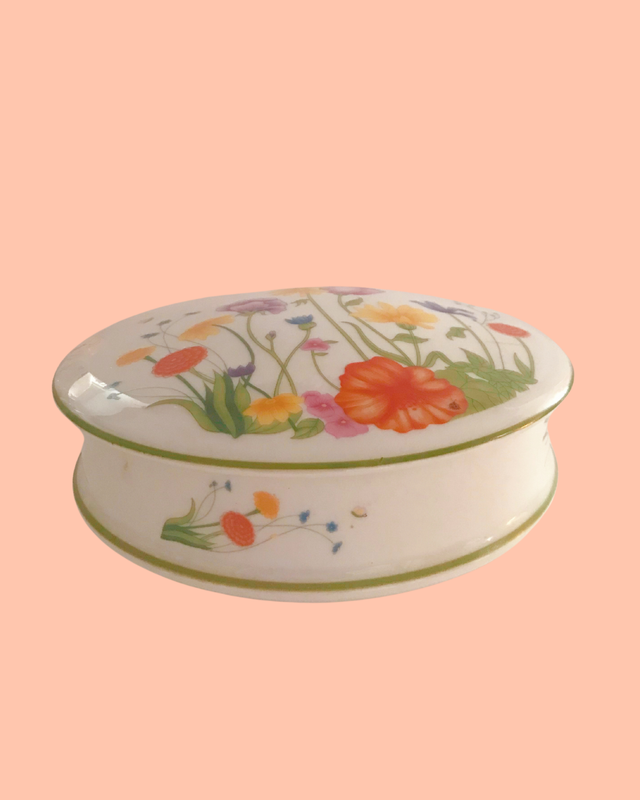 Vintage Limoges Porcelain Denby English Garden Dish with Lid (1979)