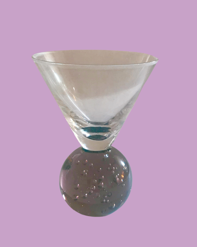 Mini Martini Glass with Purple Glass Ball