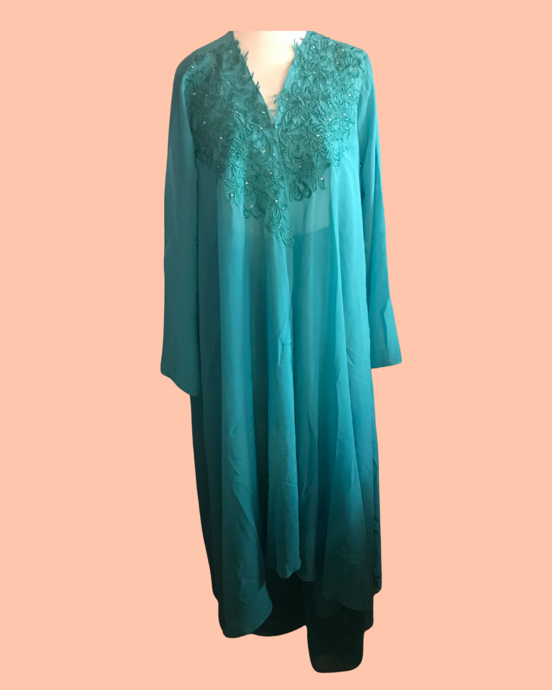 Vintage Women&#39;s 3 Piece Beaded Nightgown Set includes Cami, Robe &amp; Pants