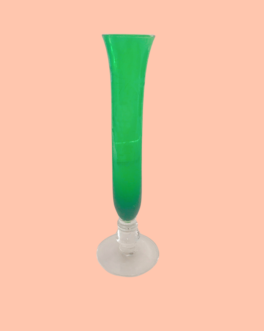 Vintage and Collectible Green Glass Vase with Grapes  7 in tall (1970&#39;s)