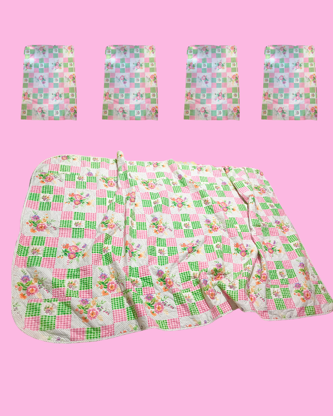 Vintage Sears Bedspread &amp; Curtains Set - 5 pc (1973) Blanket 48 in x 112 in - Curtains 40 in x 28 in