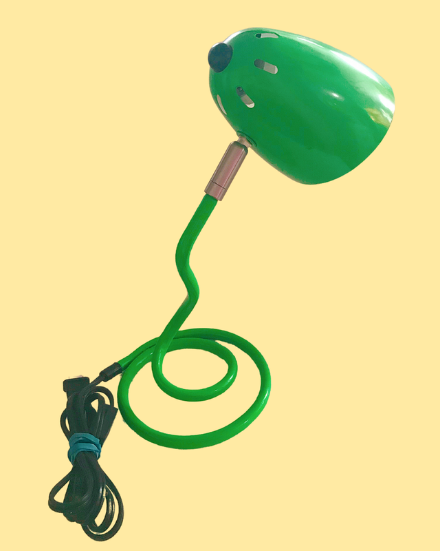 Vintage / Retro Green Metal Desk Lamp with Spiral Base (1980&#39;s)