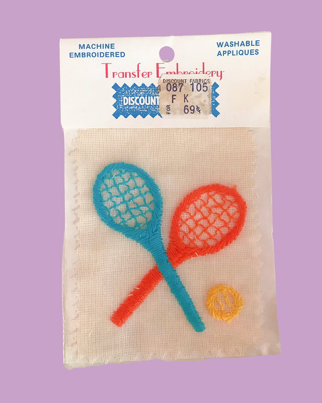Vintage Tennis Rackets &amp; Ball Transfer Embroidery (1960&#39;s / 1970&#39;s)