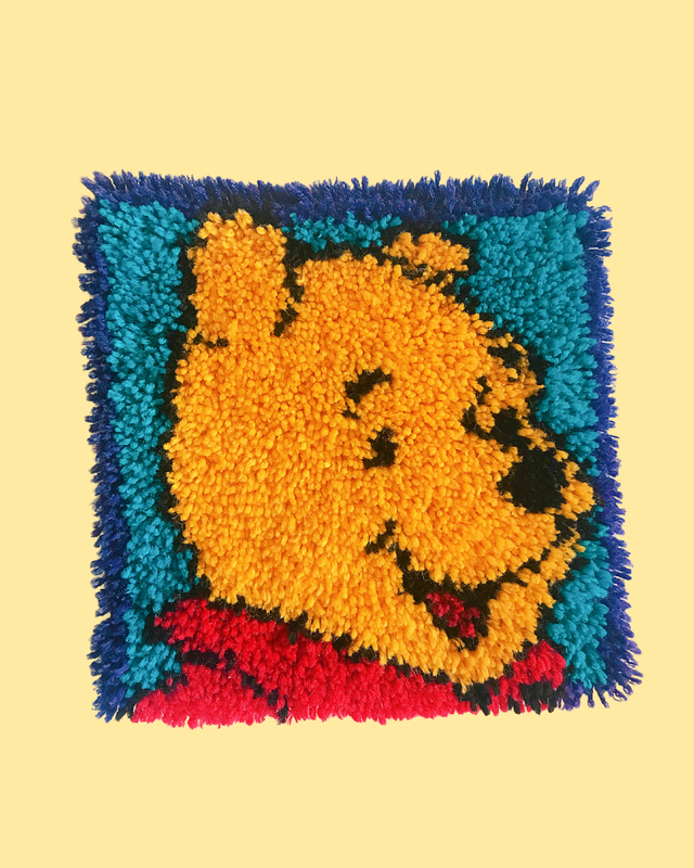 Vintage Winnie the Pooh Latch Hook Art 12 in x 12 in