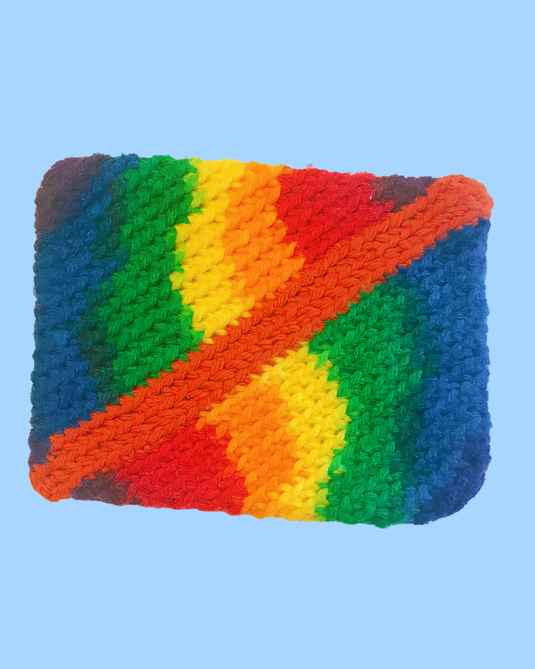 Vintage &amp; Handmade Rainbow Crochet Potholder / Hot Pad 5 in x 6 1/2 in