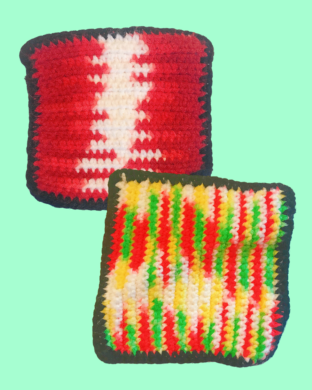 Vintage &amp; Handmade Crochet Potholders/ Hot Pads 6 in x 6 in - 2 pc set