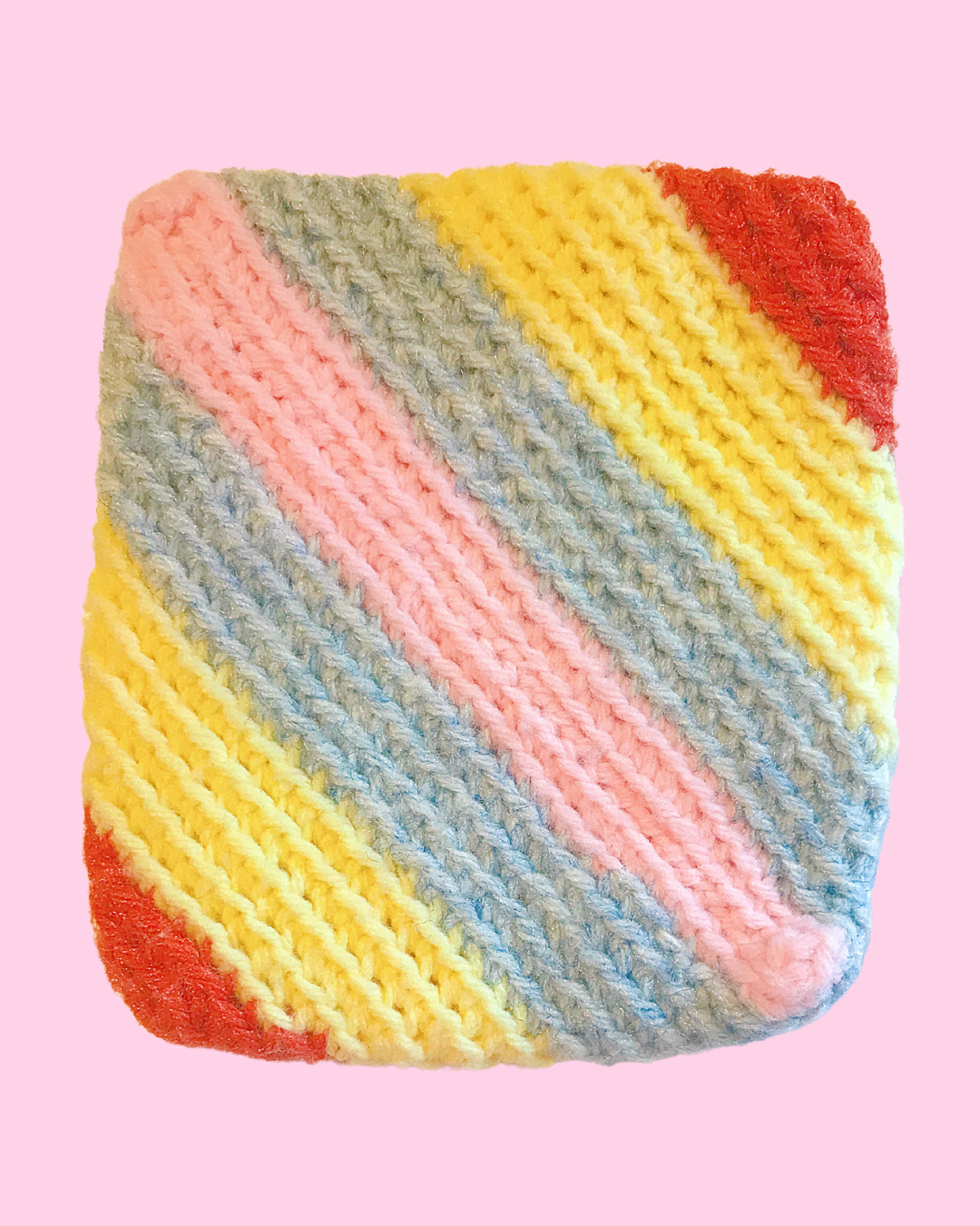 Vintage &amp; Handmade Striped Potholder / Hot Pad 6 in x 6 1/2 in