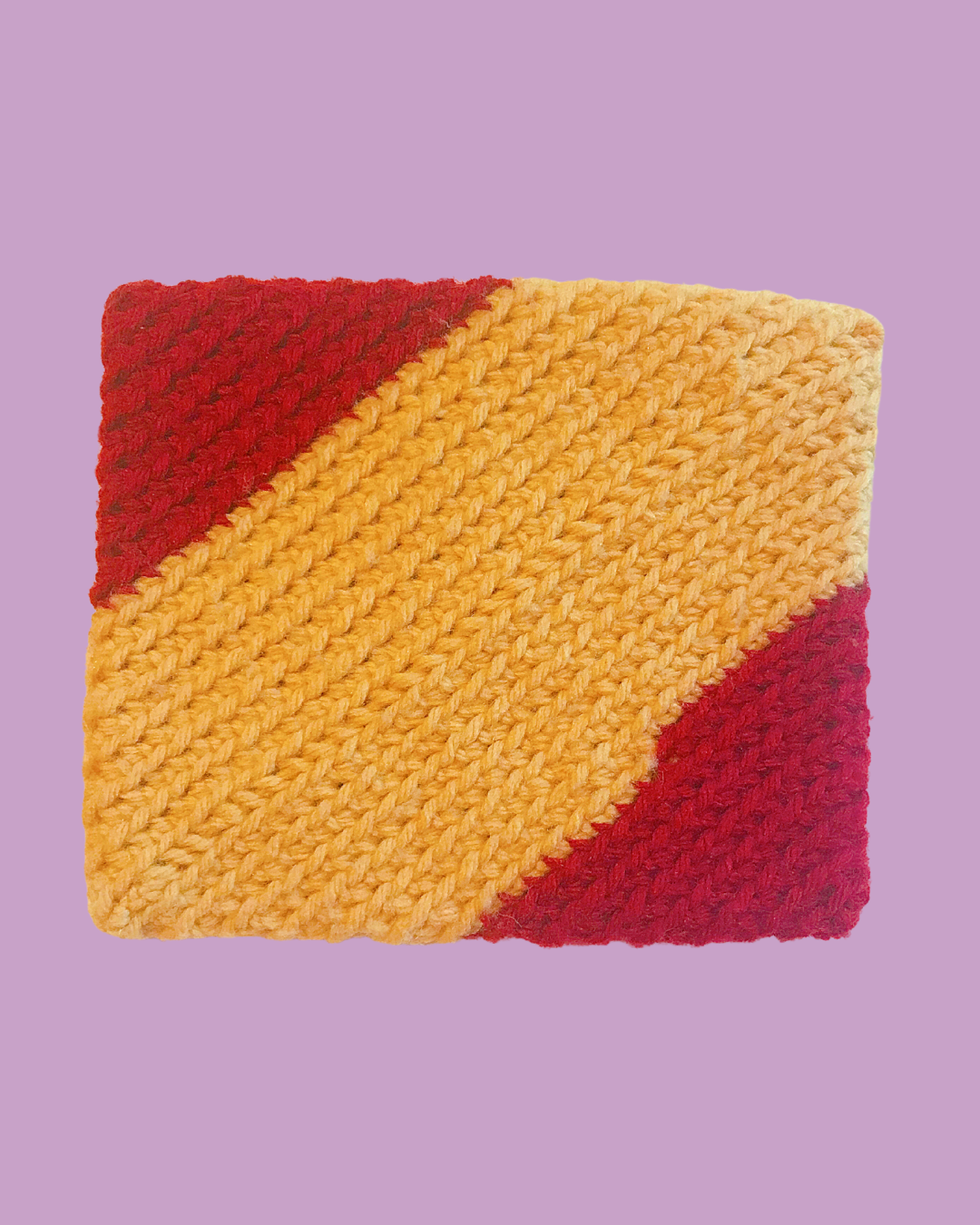 Vintage &amp; Handmade Burgundy &amp; Yellow Crochet Potholder / Hot Pad 5 1/2 in  x 6 1/2 in