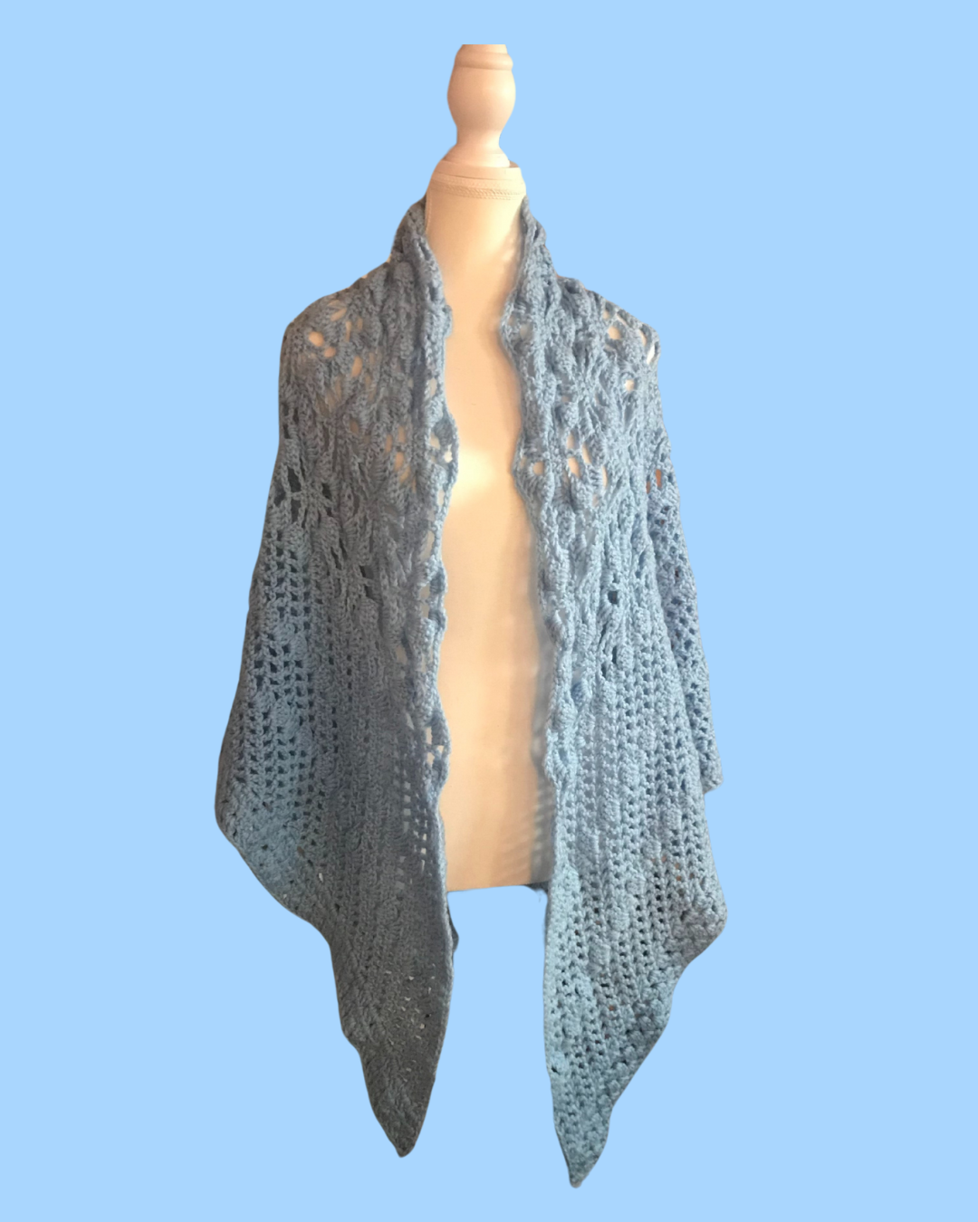 Handmade Light Blue Crochet Shawl