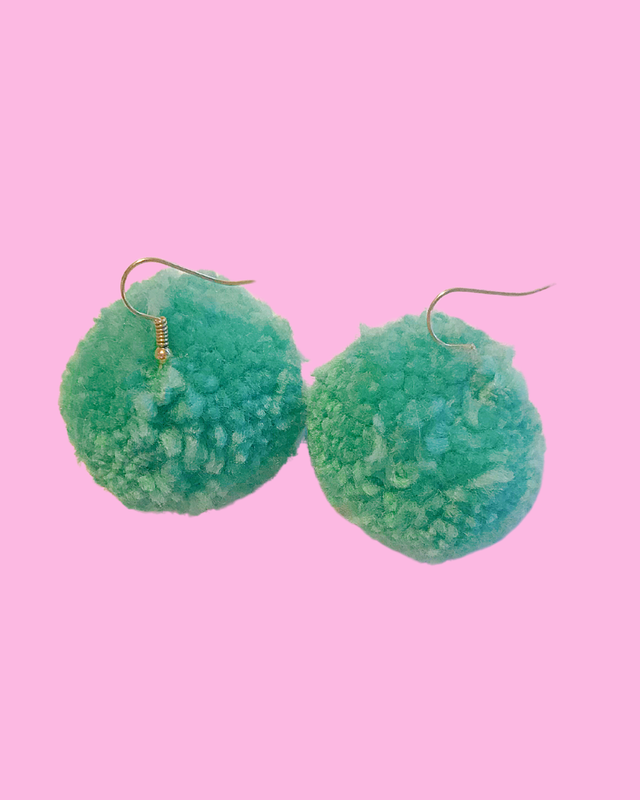 Medium Handmade Pom Pom Earrings