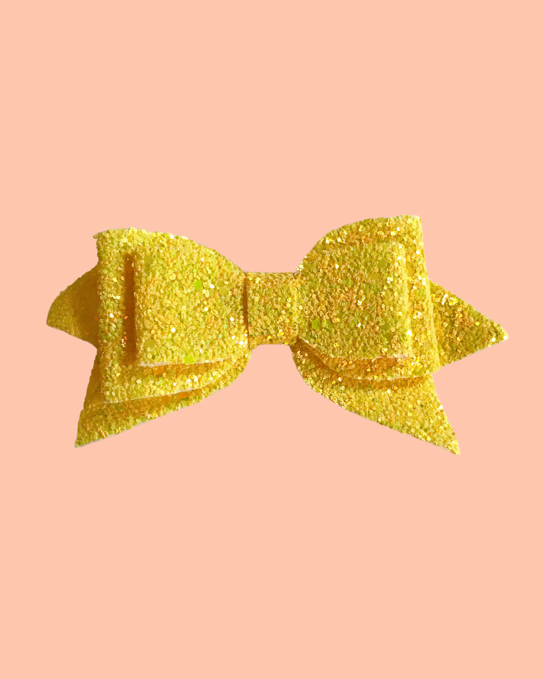 Handmade Yellow Sparkle Bow Hair Clip 5 in across