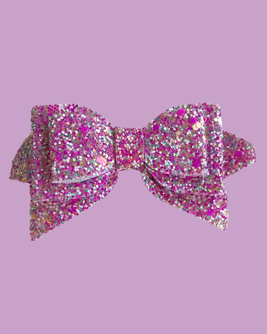 Handmade Fuchsia Sparkle Bow Hair Clip 5 in across