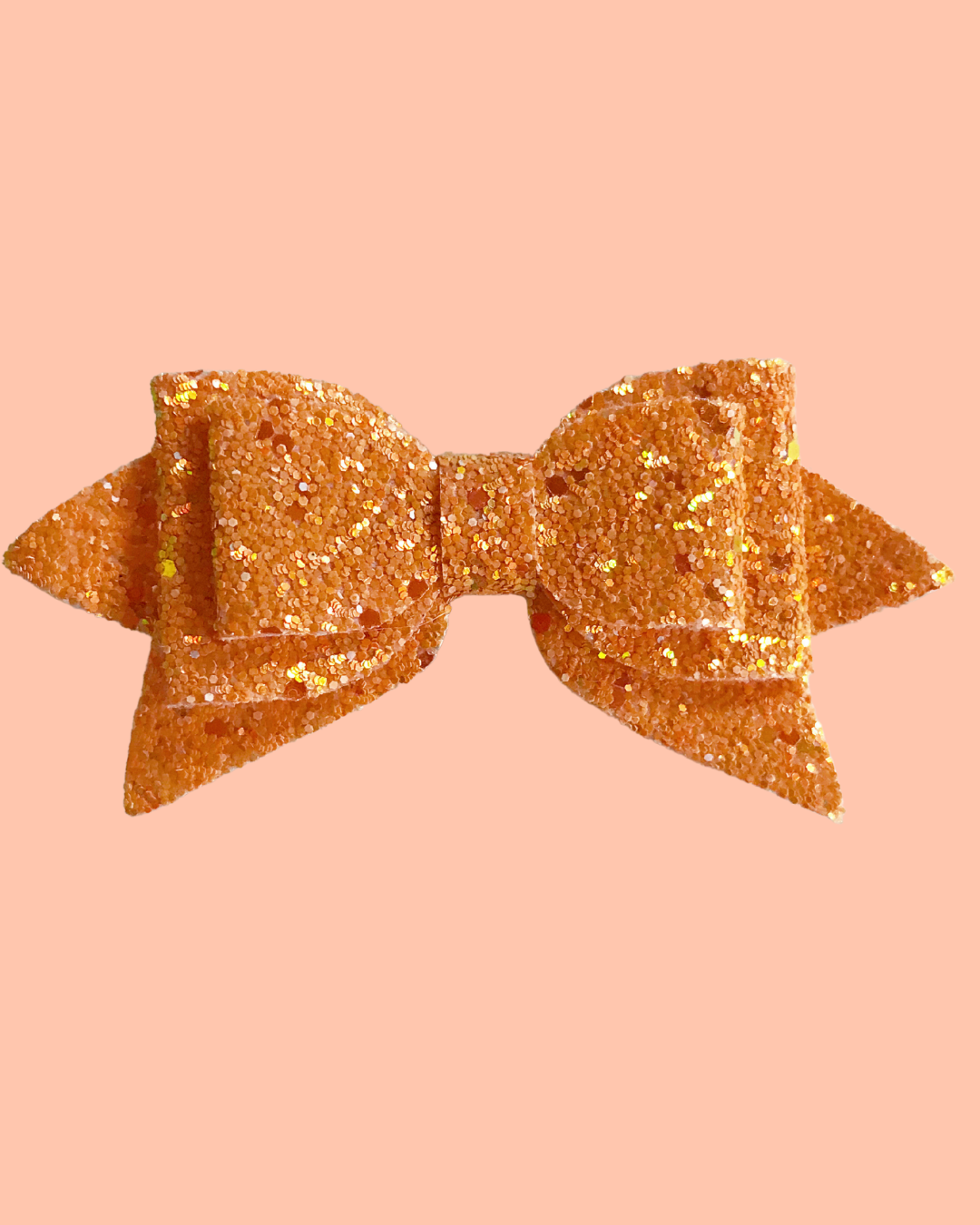 Handmade Orange Sparkle Bow Hair Clip 5 in across
