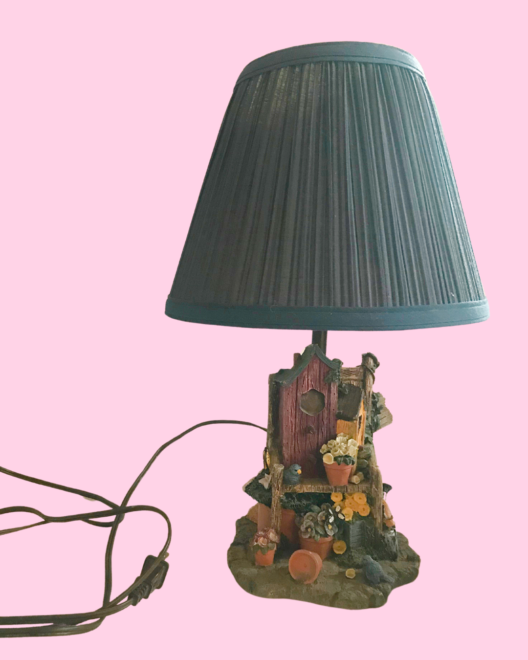 Vintage Underwriters Laboratories Hand Painted Cottage Rustic Garden Lamp