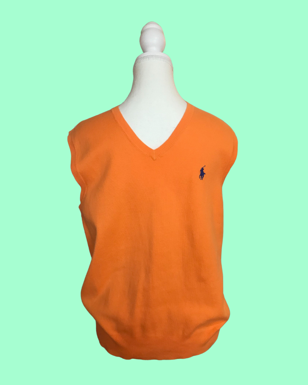 Mens Retro Ralph Lauren Orange Polo - Size S