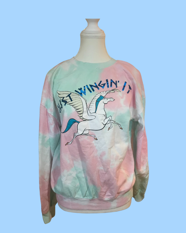 Just Wingin&#39; It Disney Sweatshirt with Pegasus - Size L